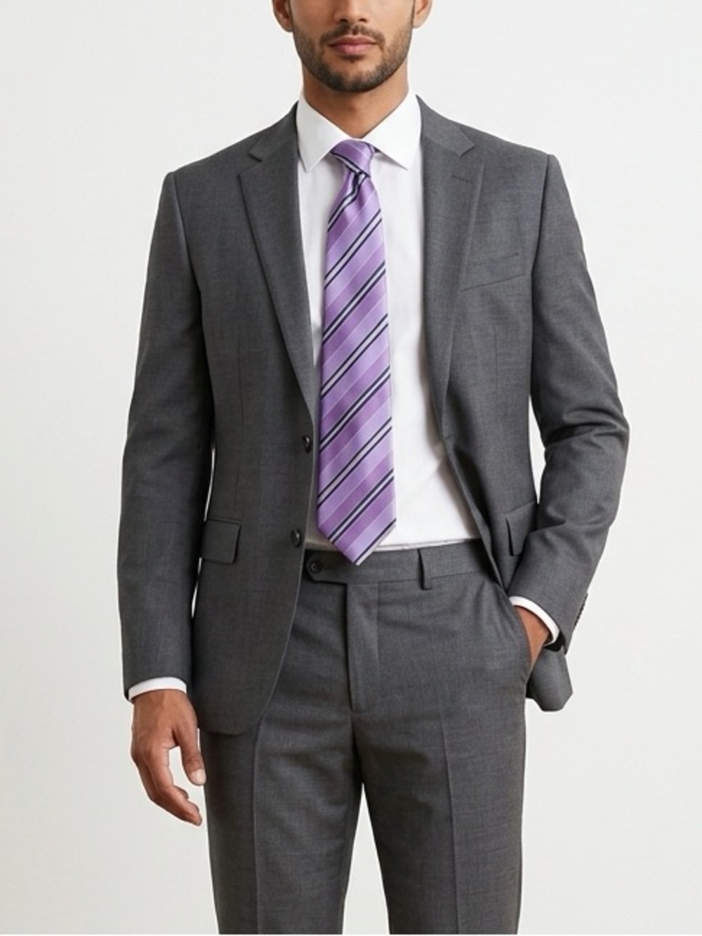 Balmain Paris Elegant Purple Striped Tie 100% Silk | Office | Formal